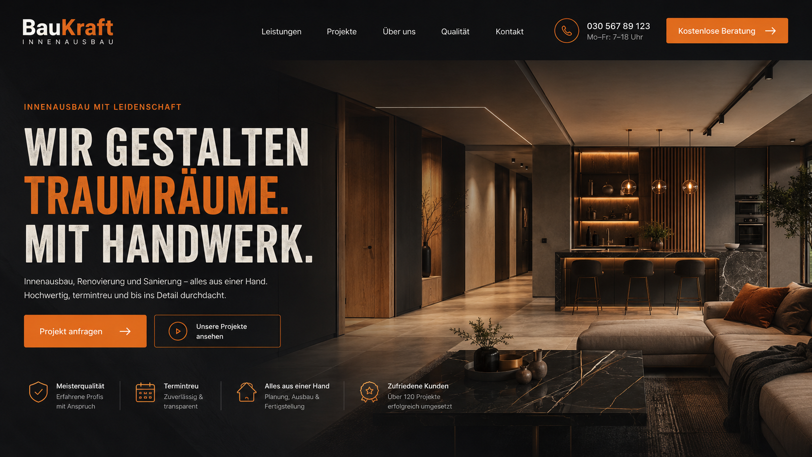 Innenausbau-Website Vorschau