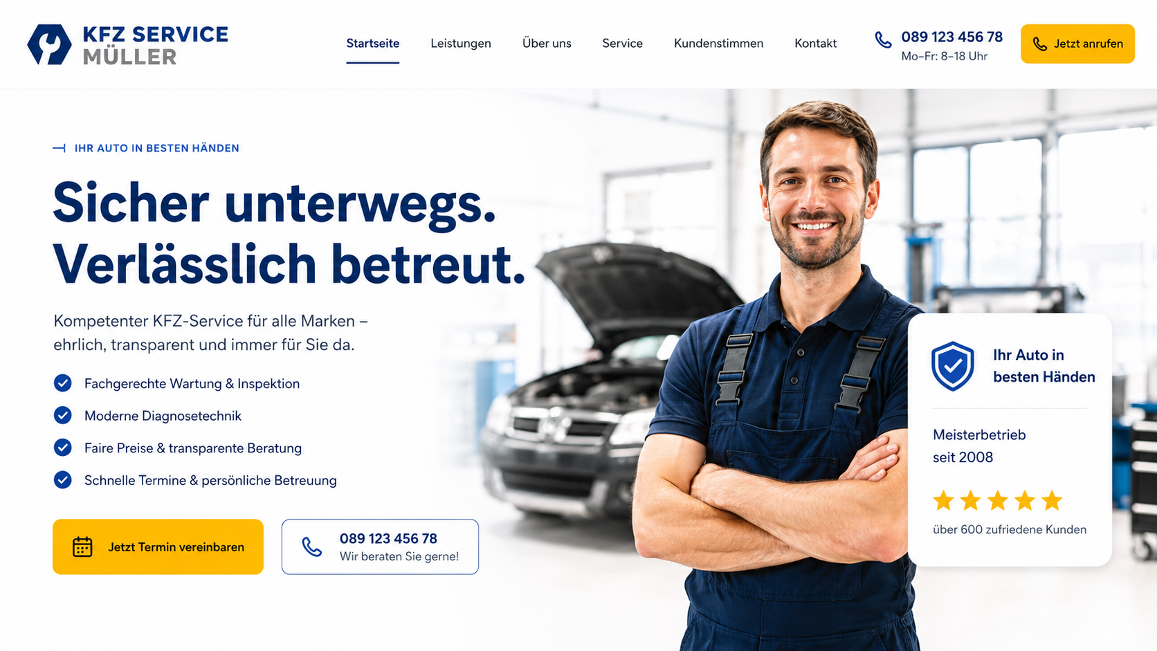 Kfz-Service-Website Vorschau